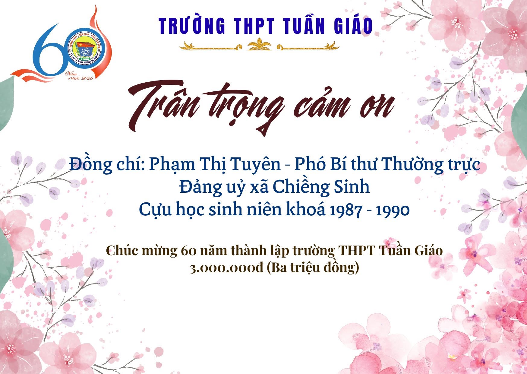 Thư cảm ơn - ủng hộ nhà trường nhân dịp kỷ niệm 60 năm thành lập trường (1)